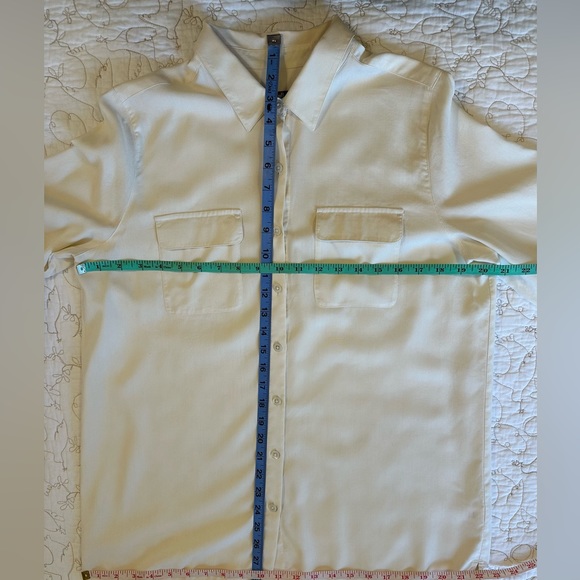 J Jill 100% Silk Long Sleeve Ivory Button Down Shirt - Picture 13 of 15